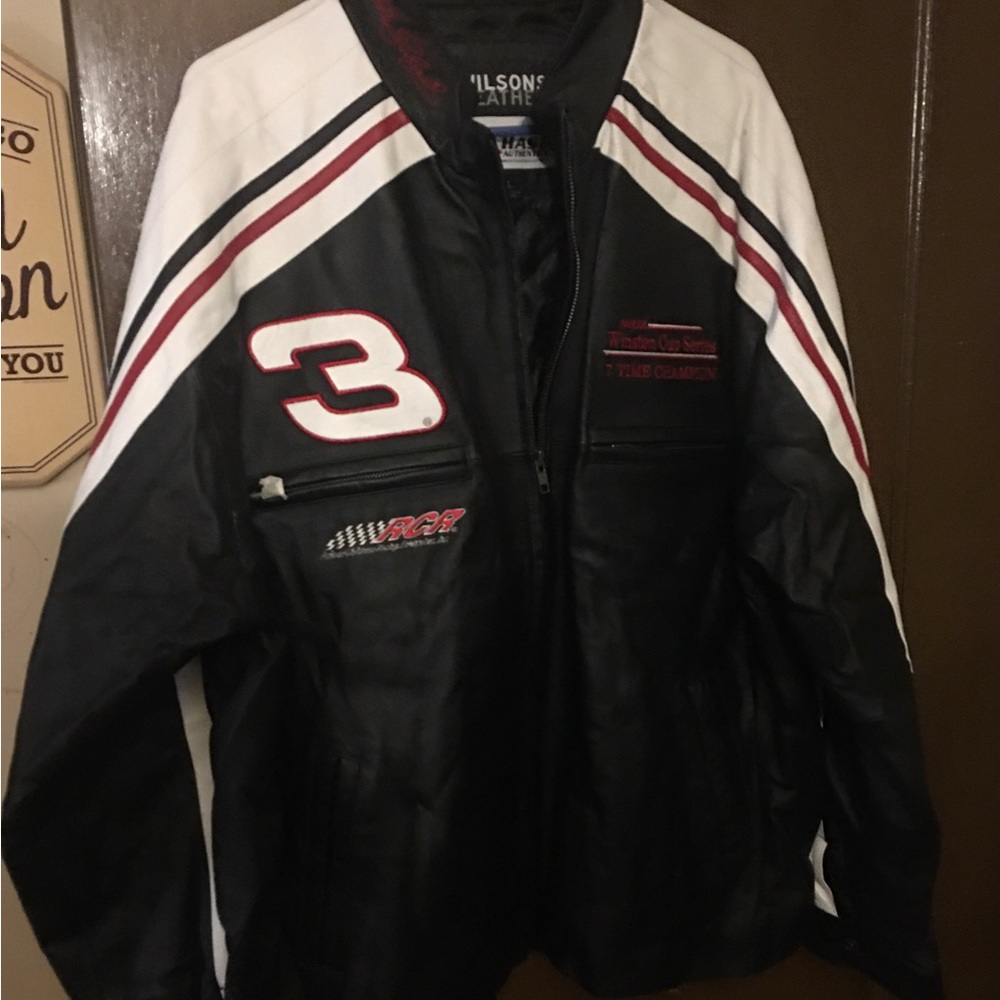 Dale Earnhardt Wilson’s leather NASCAR jacket -large